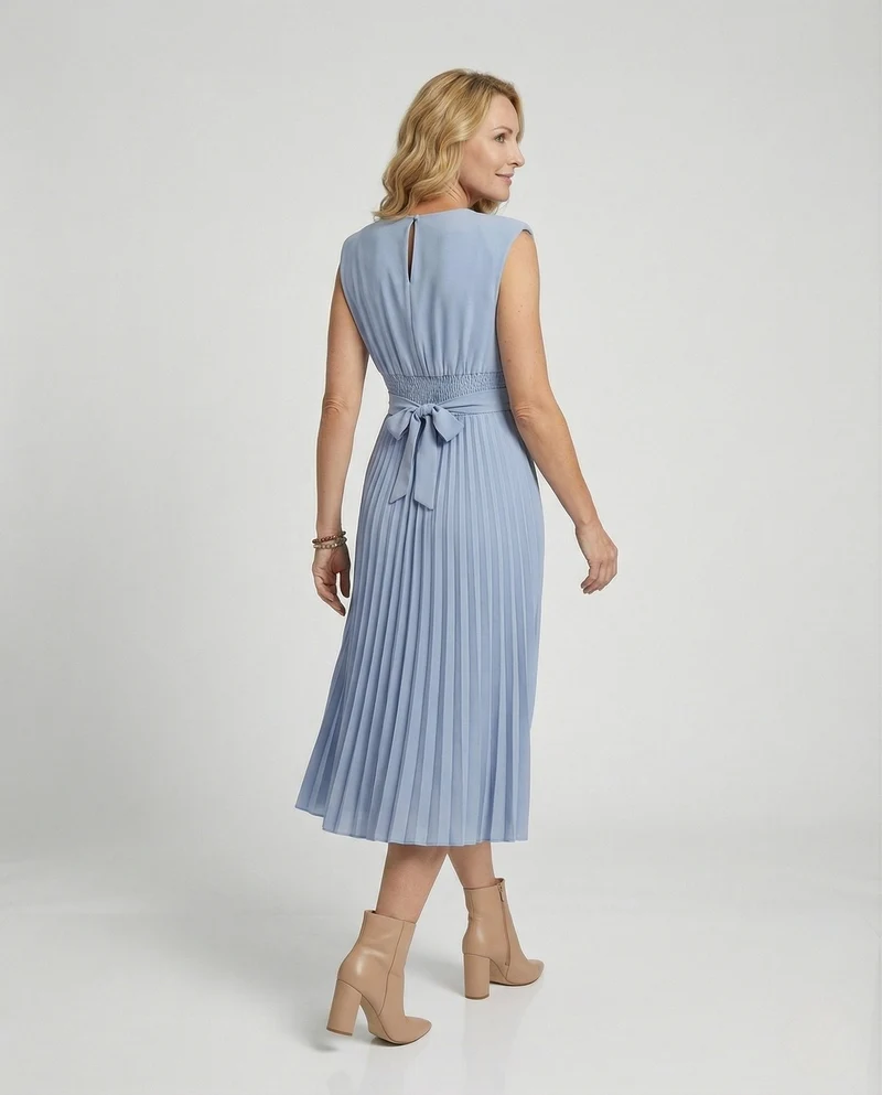 Damen Plissiertes Midikleid mit Wickeloberteil