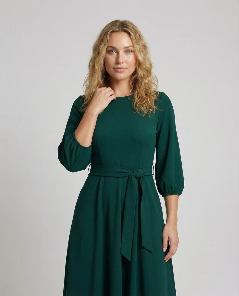 Damen elegantes Maxikleid mit Bindegürtel