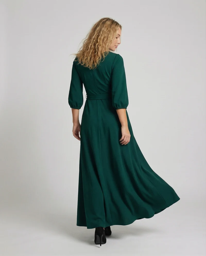 Damen elegantes Maxikleid mit Bindegürtel