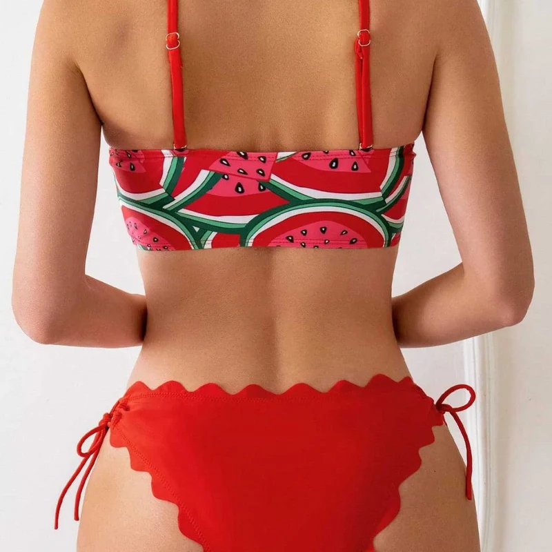 Damen Bandeau-Bikini mit verspieltem Knotendesign