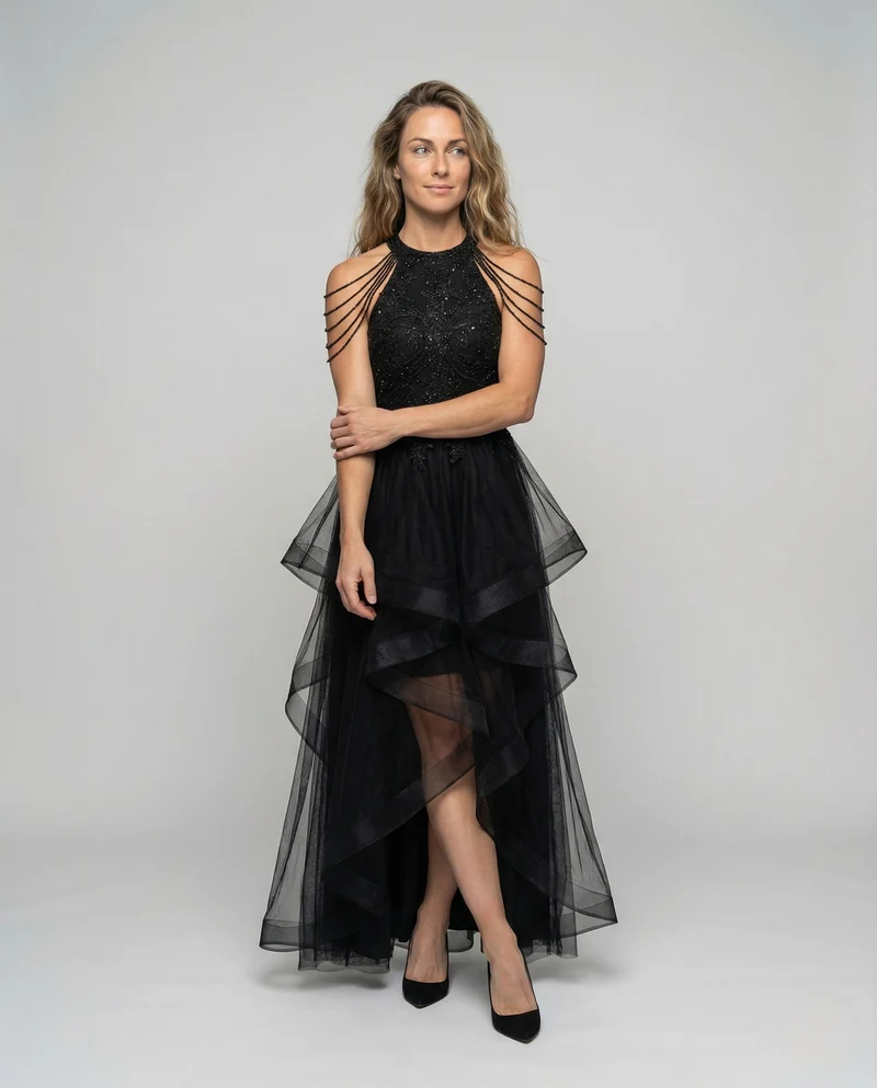 Damen Gala Tüllkleid mit Mieder - Arvani