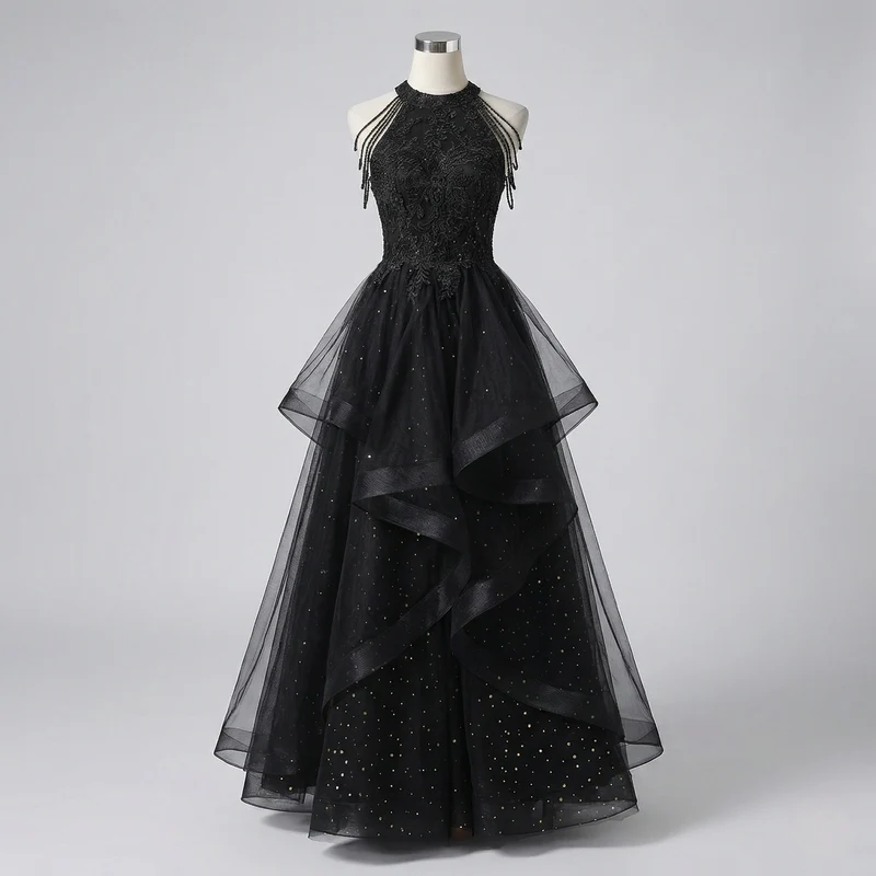 Damen Gala Tüllkleid mit Mieder - Arvani