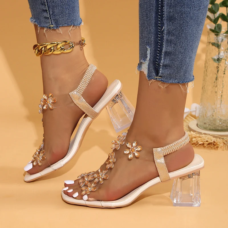 Damen Glamouröse Riemchen-Sandalen mit eleganten Blütenapplikationen Nord Taschen