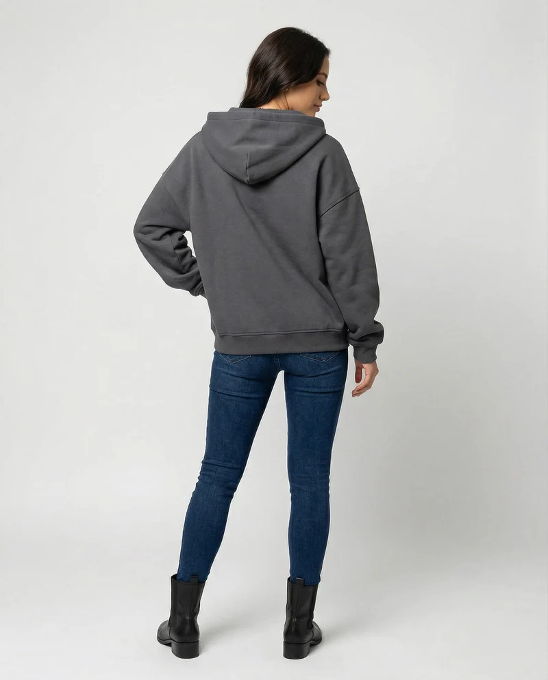 Damen Oversized Kapuzensweatshirt mit lässigem Stehkragen und langen Ärmeln Nord Taschen