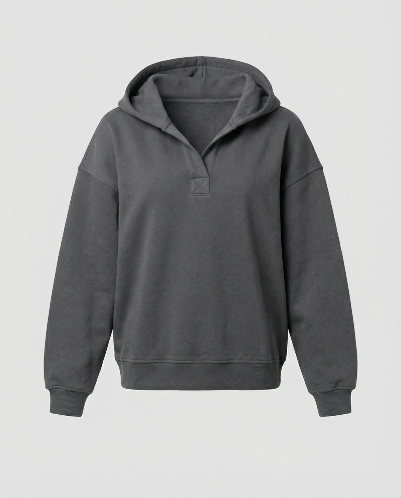 Damen Oversized Kapuzensweatshirt mit lässigem Stehkragen und langen Ärmeln Nord Taschen