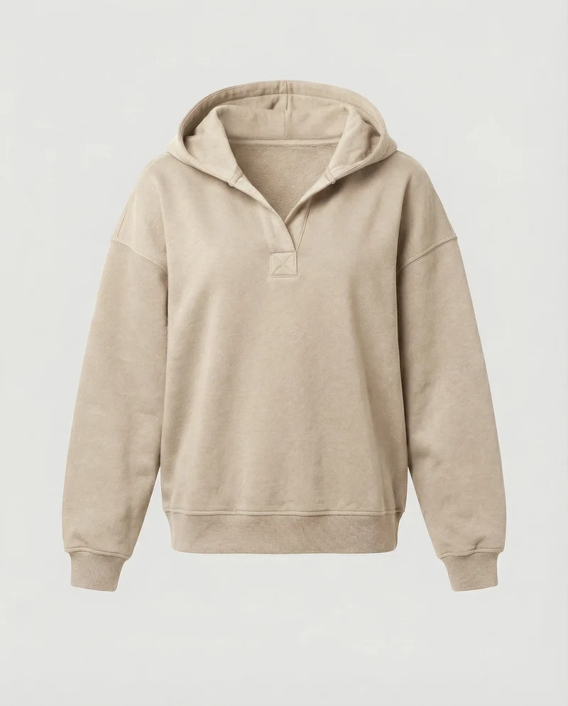 Damen Oversized Kapuzensweatshirt mit lässigem Stehkragen und langen Ärmeln Nord Taschen