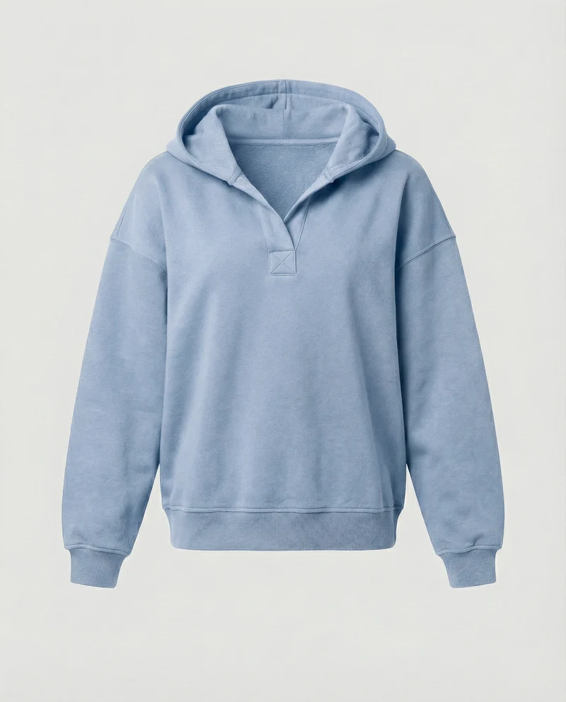 Damen Oversized Kapuzensweatshirt mit lässigem Stehkragen und langen Ärmeln Nord Taschen
