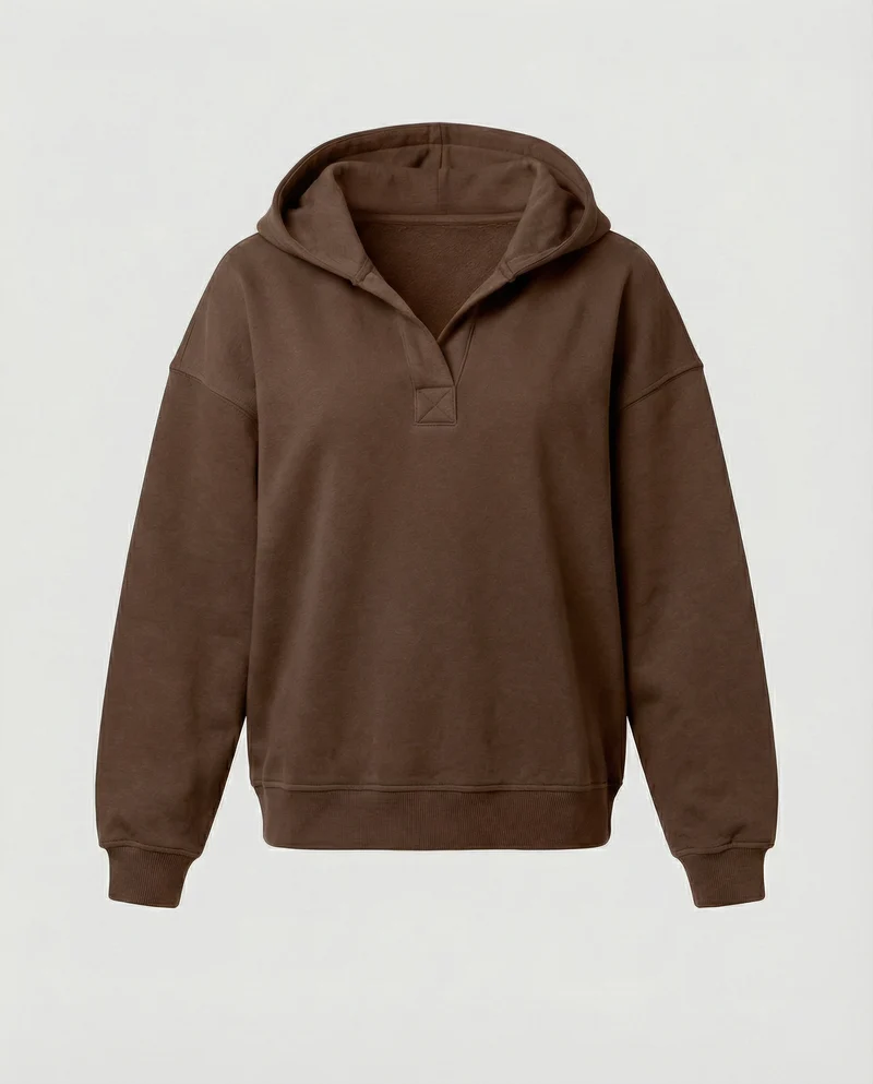 Damen Oversized Kapuzensweatshirt mit lässigem Stehkragen und langen Ärmeln Nord Taschen