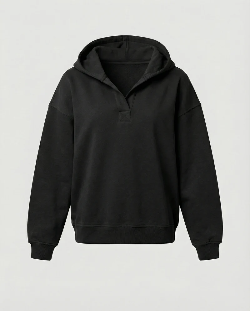 Damen Oversized Kapuzensweatshirt mit lässigem Stehkragen und langen Ärmeln Nord Taschen