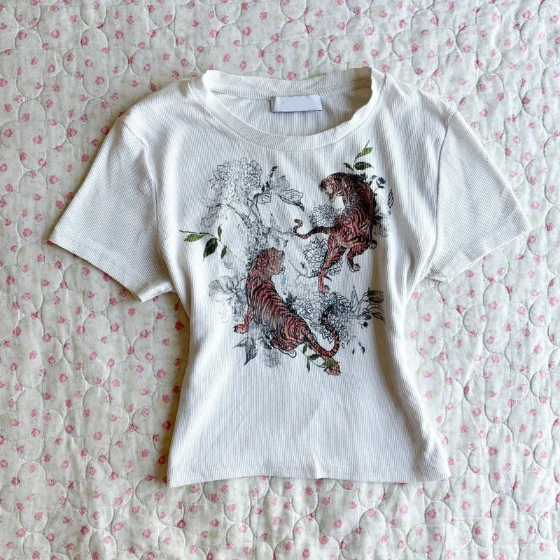 Damen T-Shirt mit kreativem Tigerdesign
