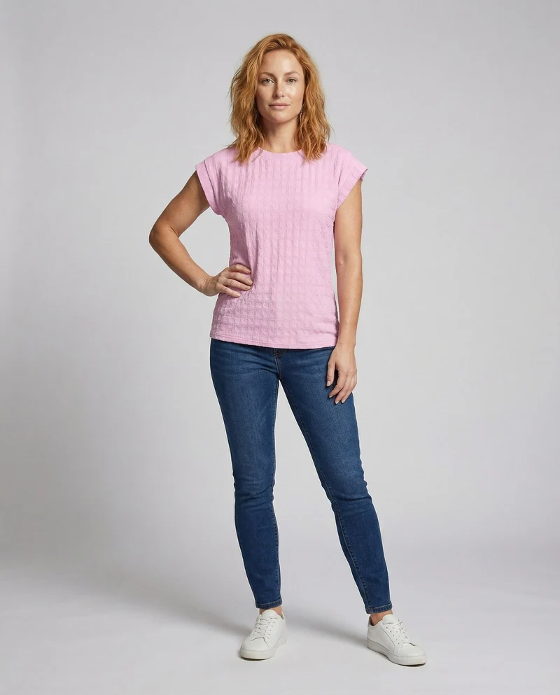 Damen Waffelstruktur Oversize-Shirt