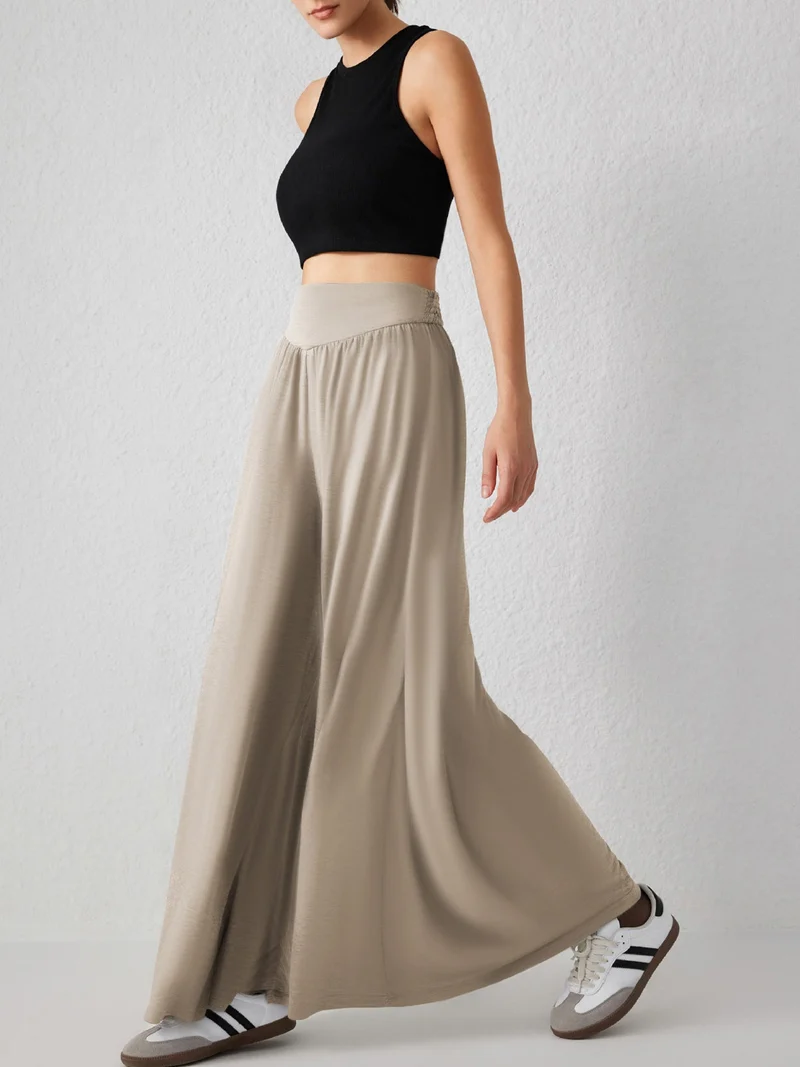 Damen weite Jersey-Hose mit hohem Bund
