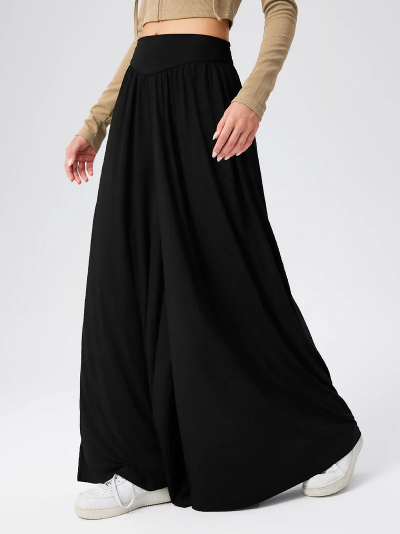 Damen weite Jersey-Hose mit hohem Bund