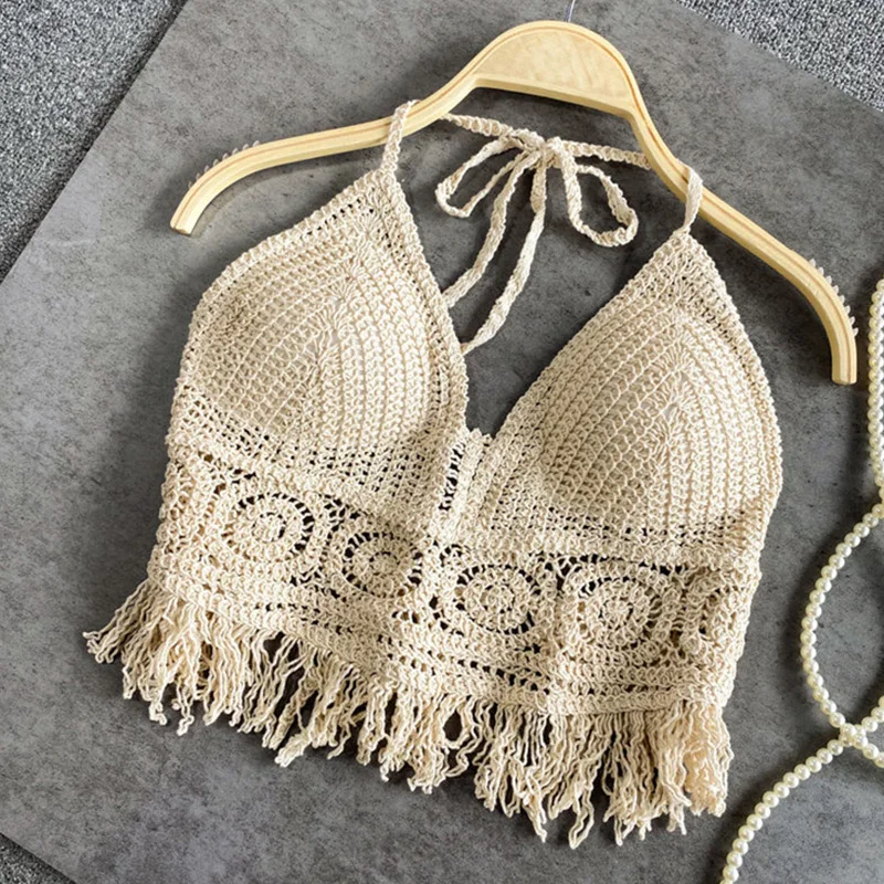 Häkel Bikini Bh Im Boho Stil mit Quaste