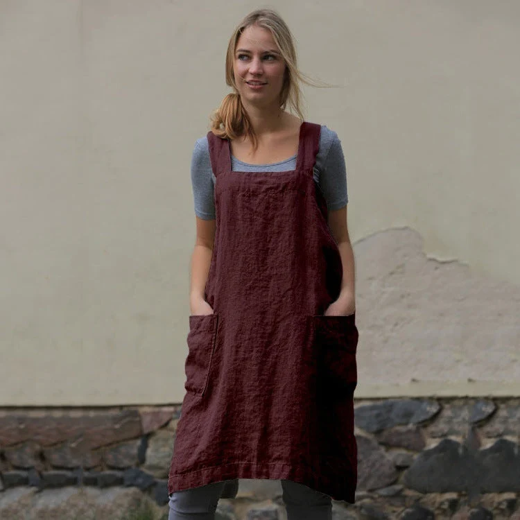 Leichtes Damenkleid aus Baumwolle und Leinen mit Taschen