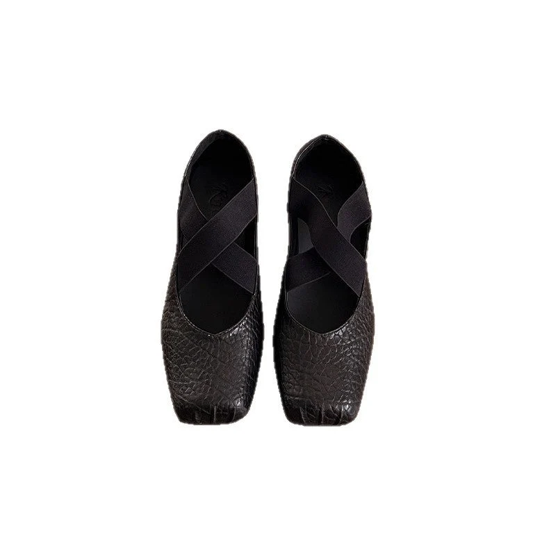 Damen Elegante Ballerinas mit dehnbarem Überkreuz-Riemen