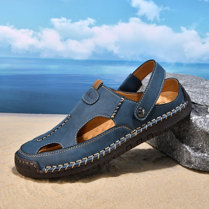 Herren luftige Leder-Sandalen mit verstellbarem Riemen Nord Taschen