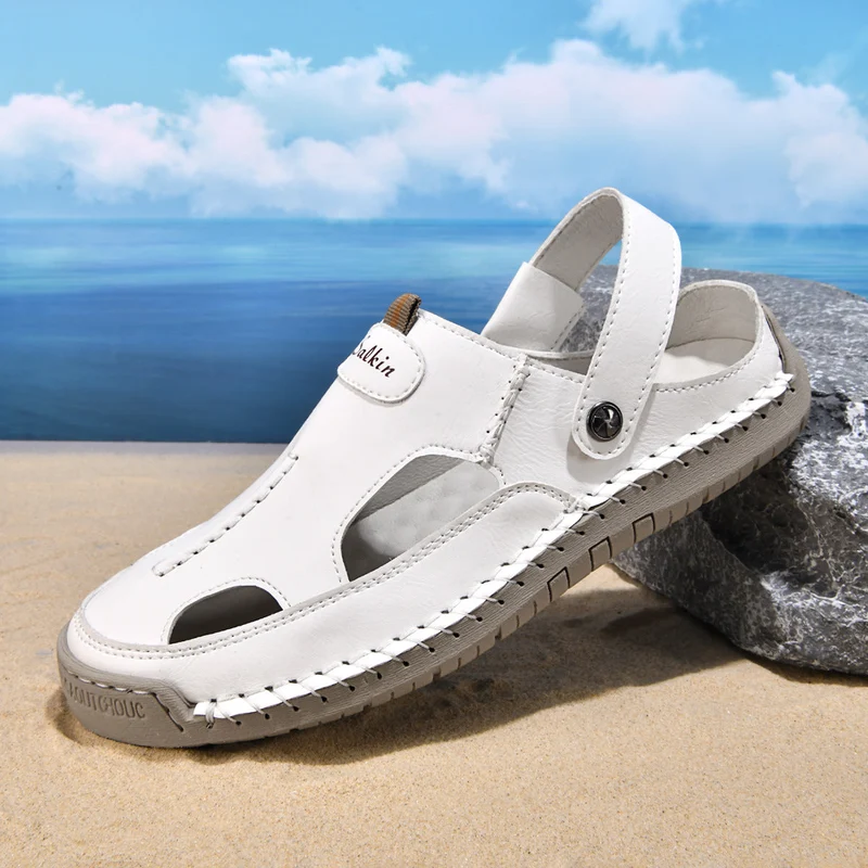 Herren luftige Leder-Sandalen mit verstellbarem Riemen Nord Taschen