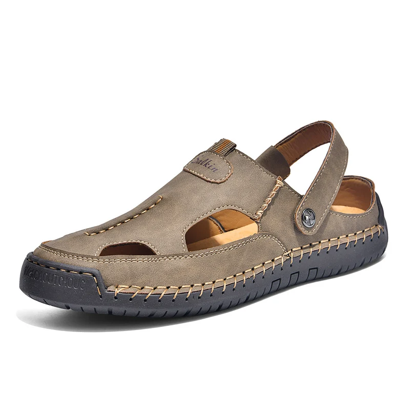 Herren luftige Leder-Sandalen mit verstellbarem Riemen Nord Taschen