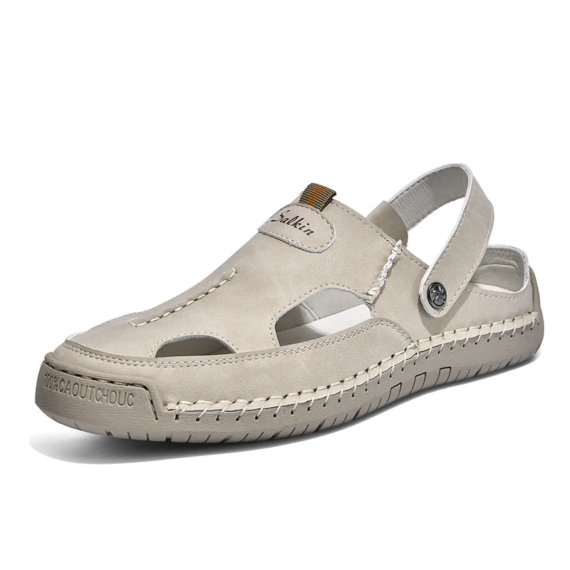 Herren luftige Leder-Sandalen mit verstellbarem Riemen Nord Taschen