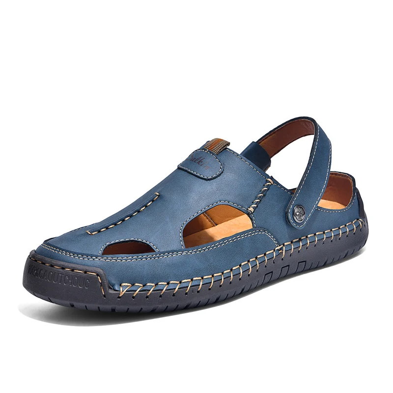 Herren luftige Leder-Sandalen mit verstellbarem Riemen Nord Taschen
