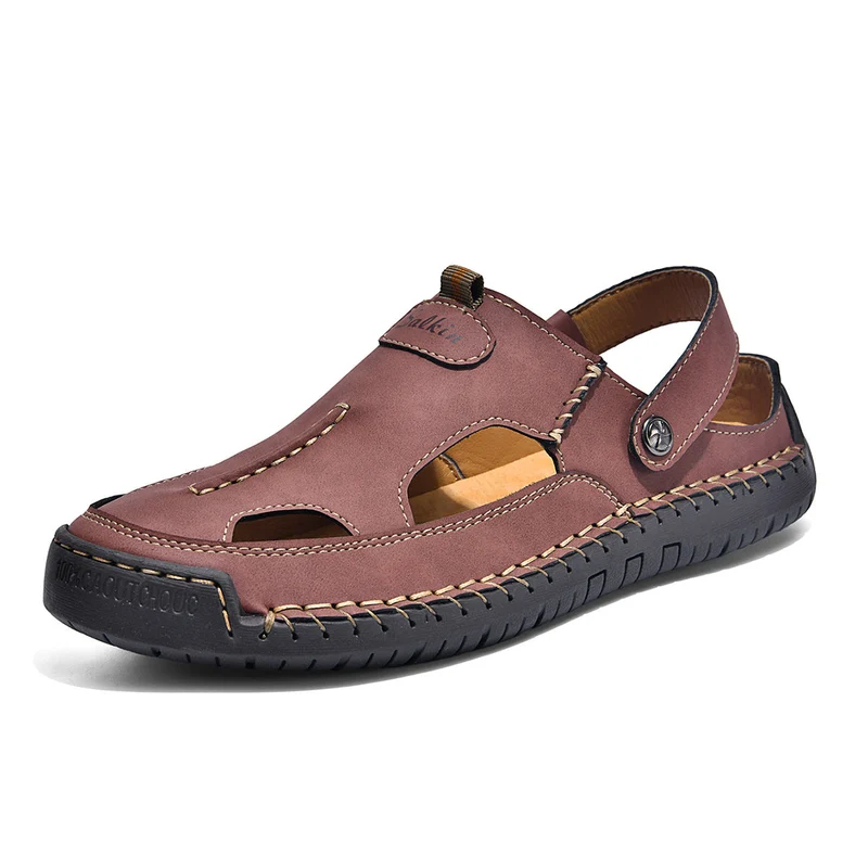 Herren luftige Leder-Sandalen mit verstellbarem Riemen Nord Taschen