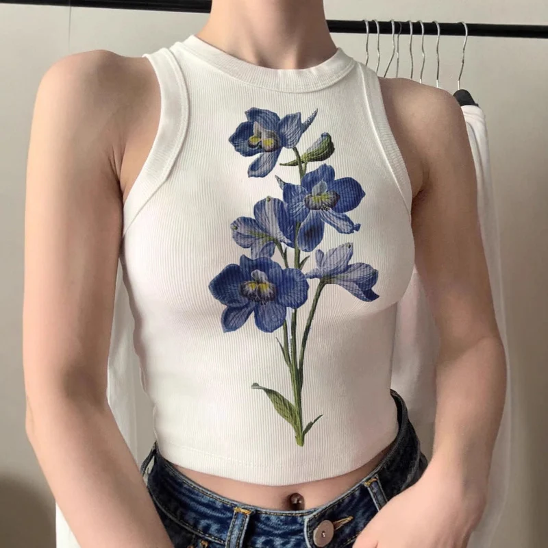 Damen ärmelloses Oberteil mit floralem Stickdesign Nord Taschen