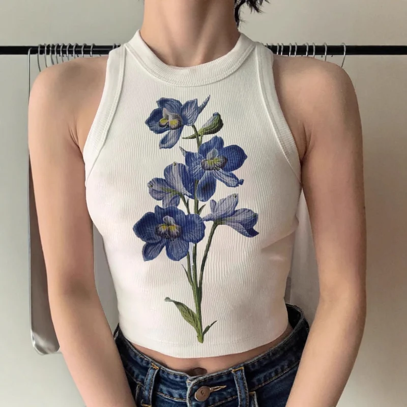 Damen ärmelloses Oberteil mit floralem Stickdesign Nord Taschen