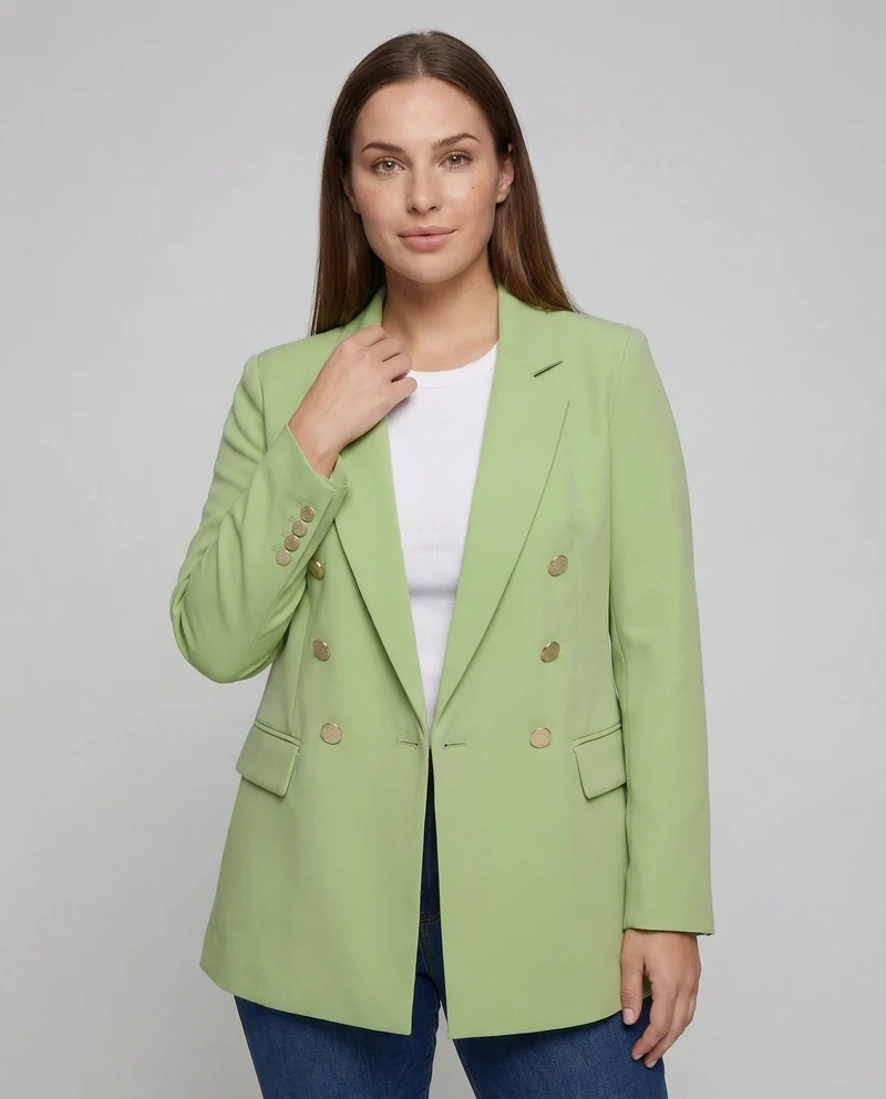 Damen Doppelreihiger Blazer Metallknöpfe
