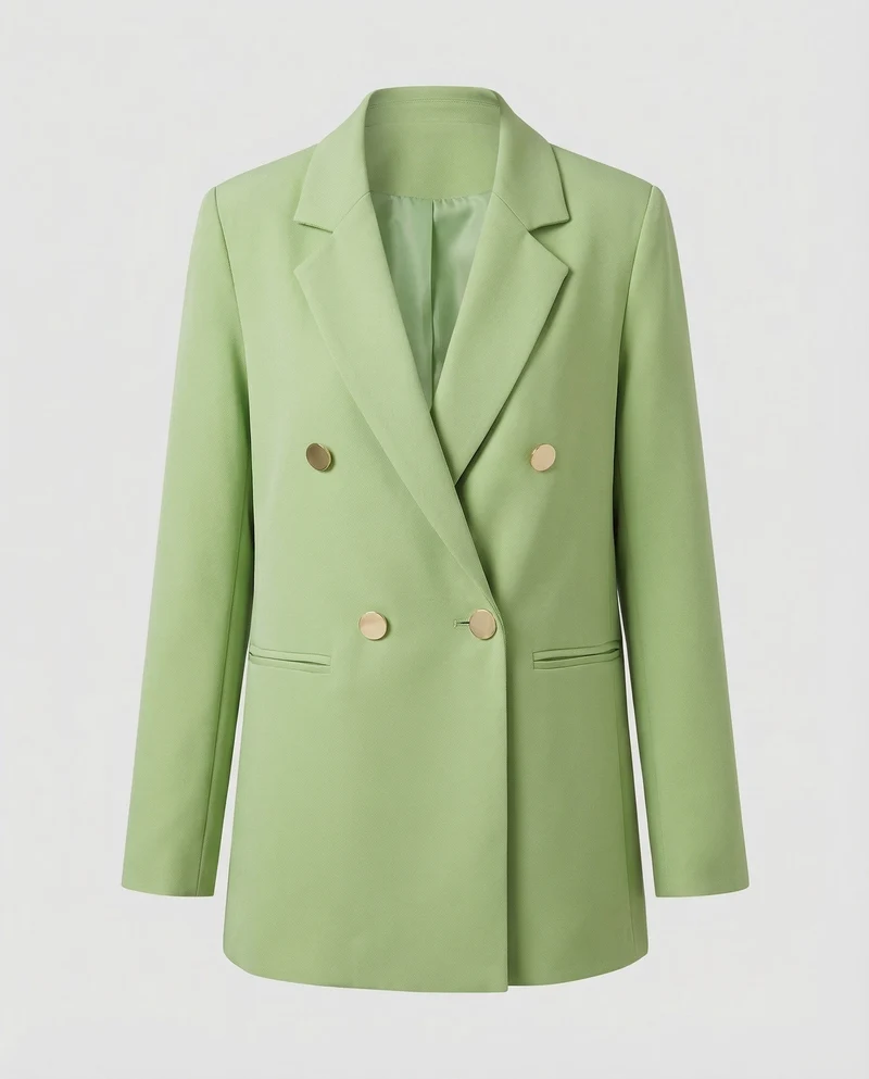 Damen Doppelreihiger Blazer Metallknöpfe