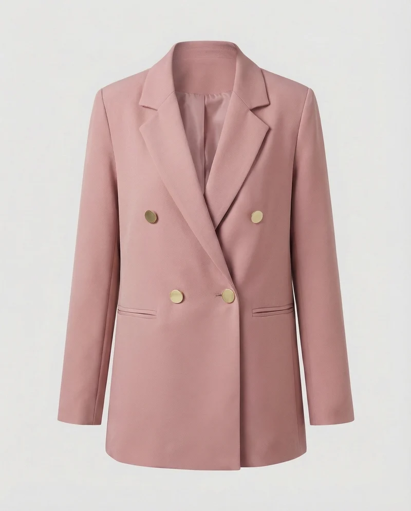 Damen Doppelreihiger Blazer Metallknöpfe