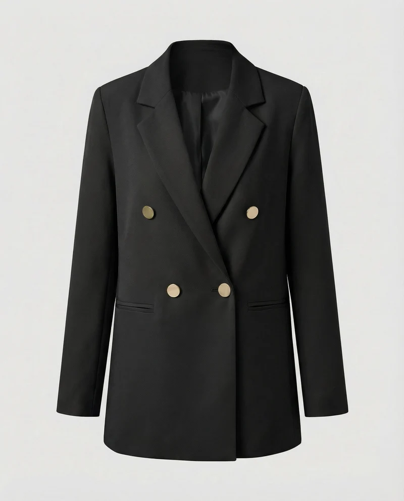 Damen Doppelreihiger Blazer Metallknöpfe
