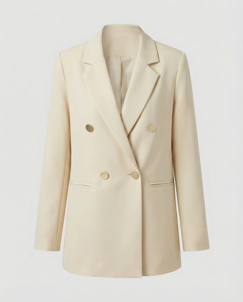 Damen Doppelreihiger Blazer Metallknöpfe