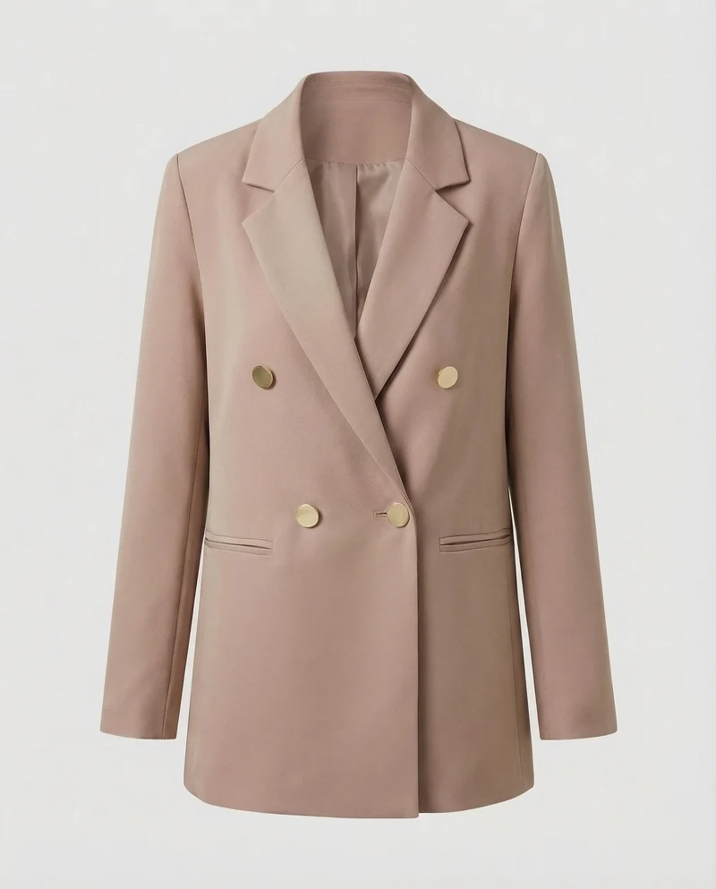 Damen Doppelreihiger Blazer Metallknöpfe