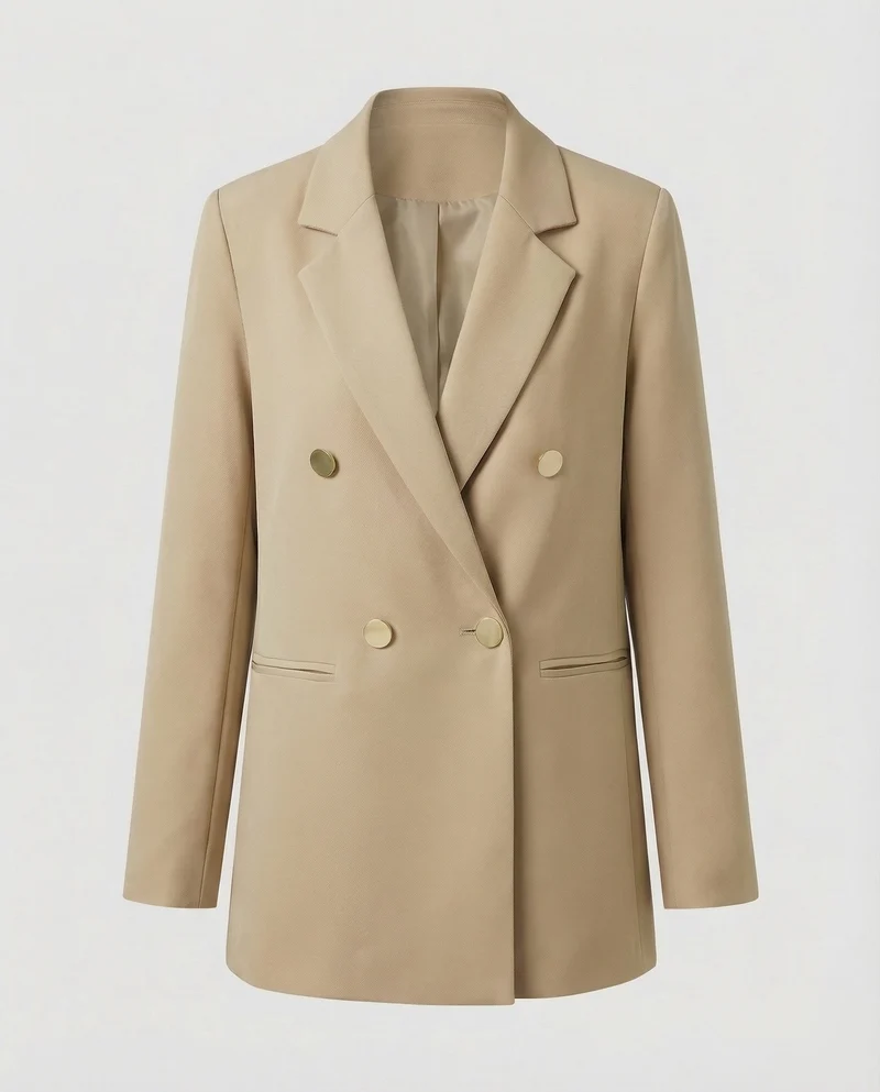 Damen Doppelreihiger Blazer Metallknöpfe