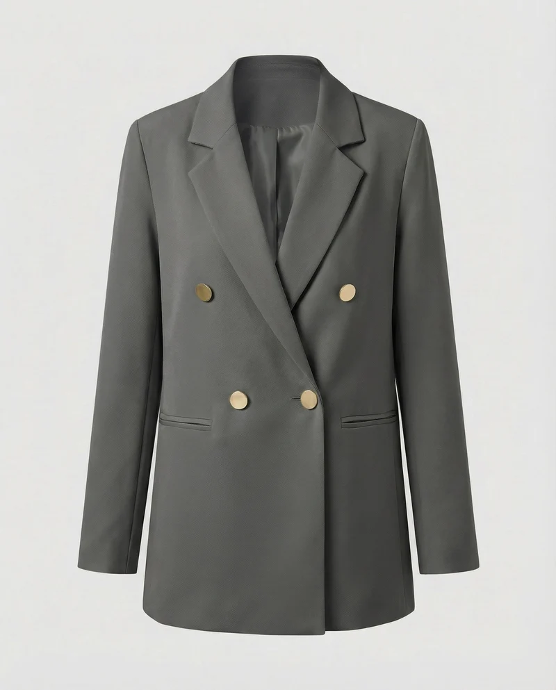 Damen Doppelreihiger Blazer Metallknöpfe