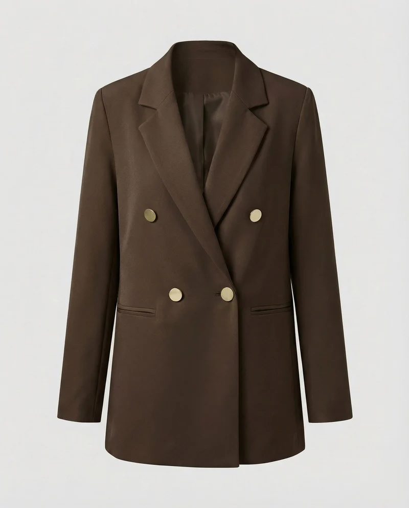 Damen Doppelreihiger Blazer Metallknöpfe