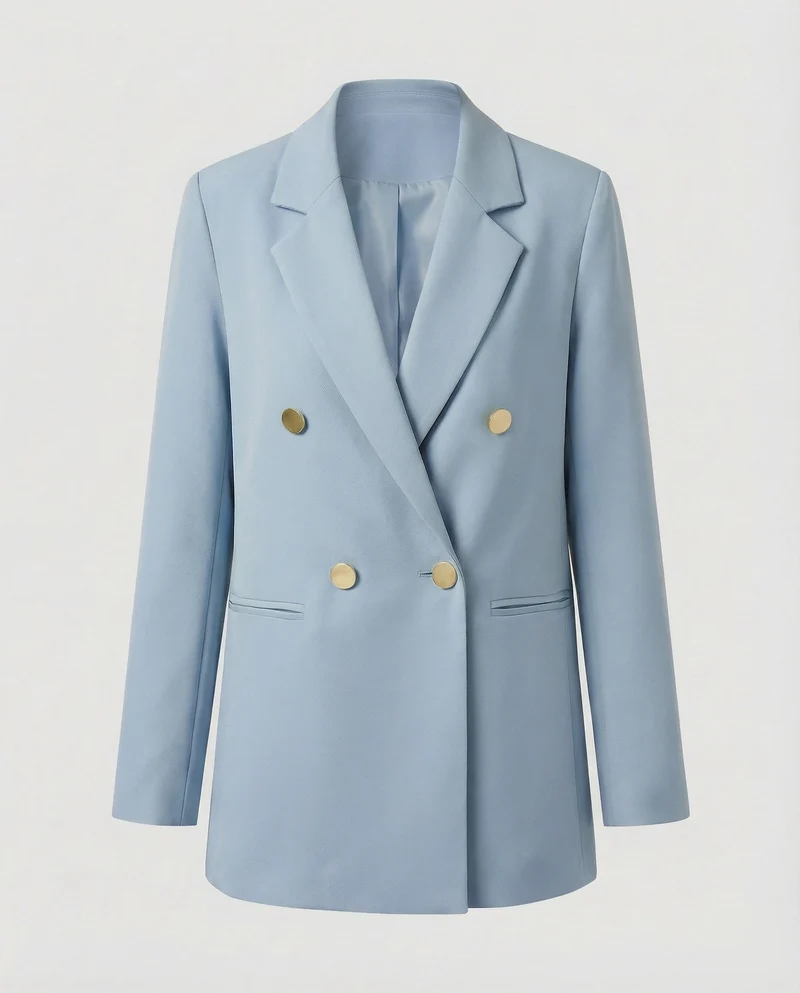Damen Doppelreihiger Blazer Metallknöpfe