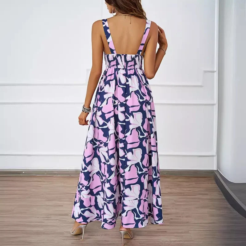 Damen Maxikleid mit modernem Blumendesign und schmeichelnder Silhouette