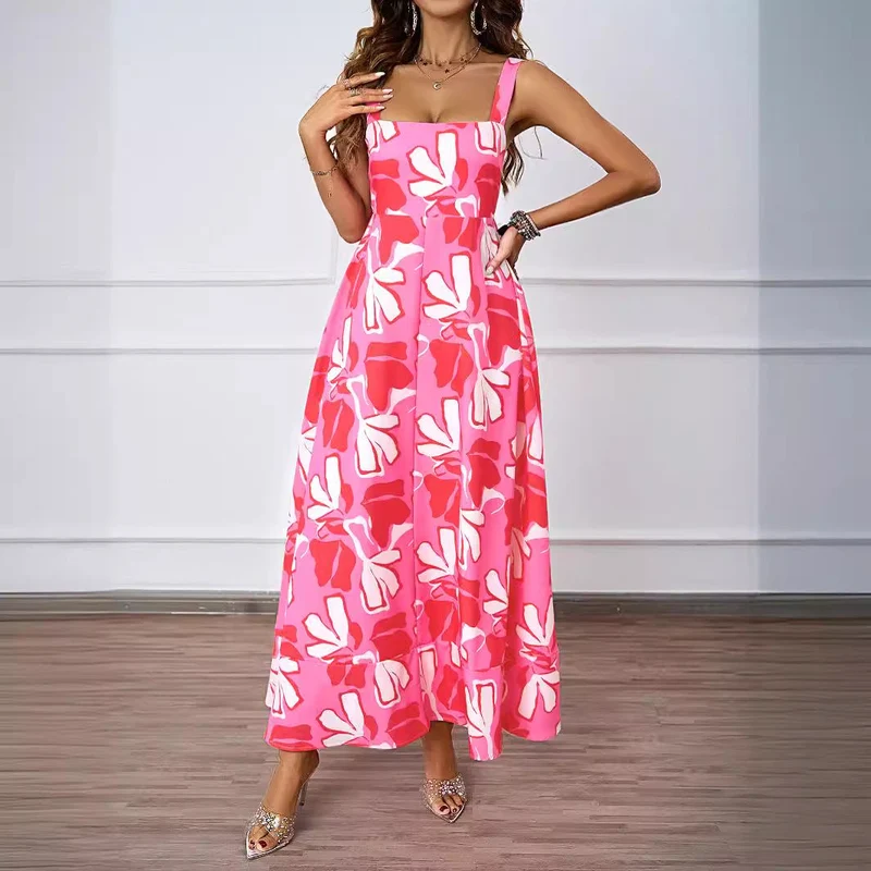 Damen Maxikleid mit modernem Blumendesign und schmeichelnder Silhouette