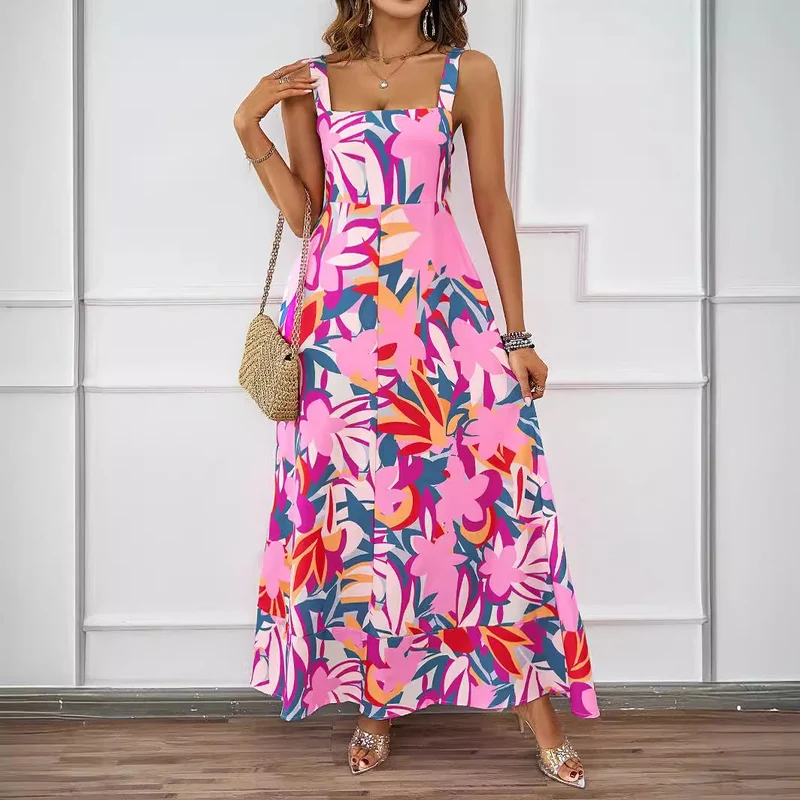 Damen Maxikleid mit modernem Blumendesign und schmeichelnder Silhouette