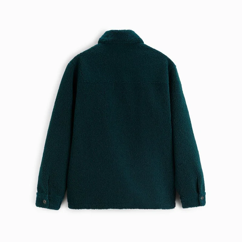 Herren gemütliche Fleece-Hemdjacke mit aufgesetzter Brusttasche Hedi-Mode