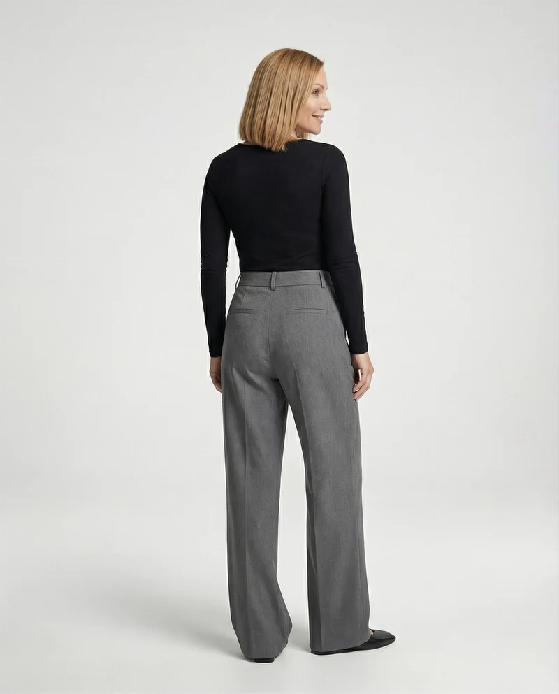 Damen weite Stoffhose mit Bügelfalte