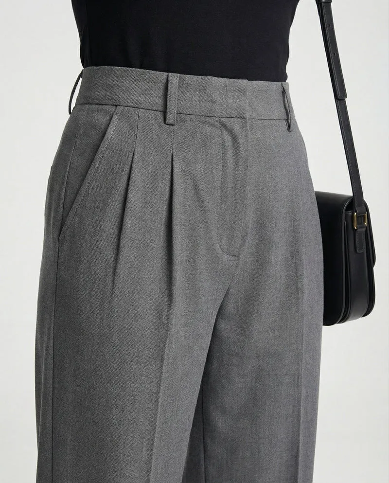 Damen weite Stoffhose mit Bügelfalte