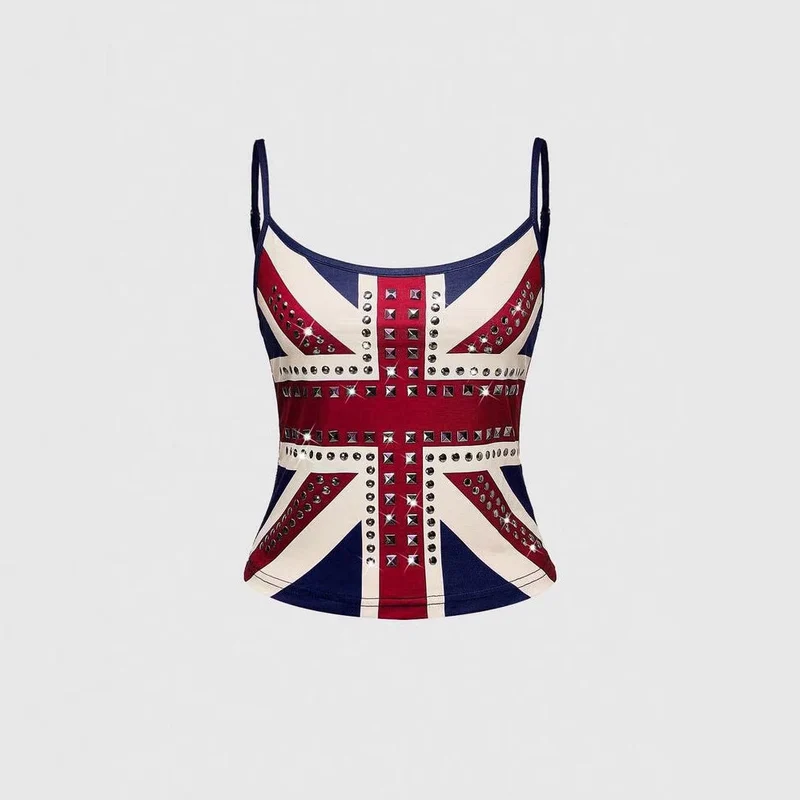 Damen Tanktop mit stilvollem Union Jack Design und Nieten Nord Taschen