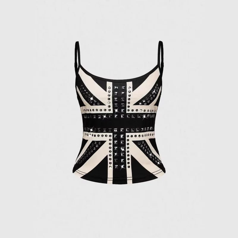 Damen Tanktop mit stilvollem Union Jack Design und Nieten Nord Taschen