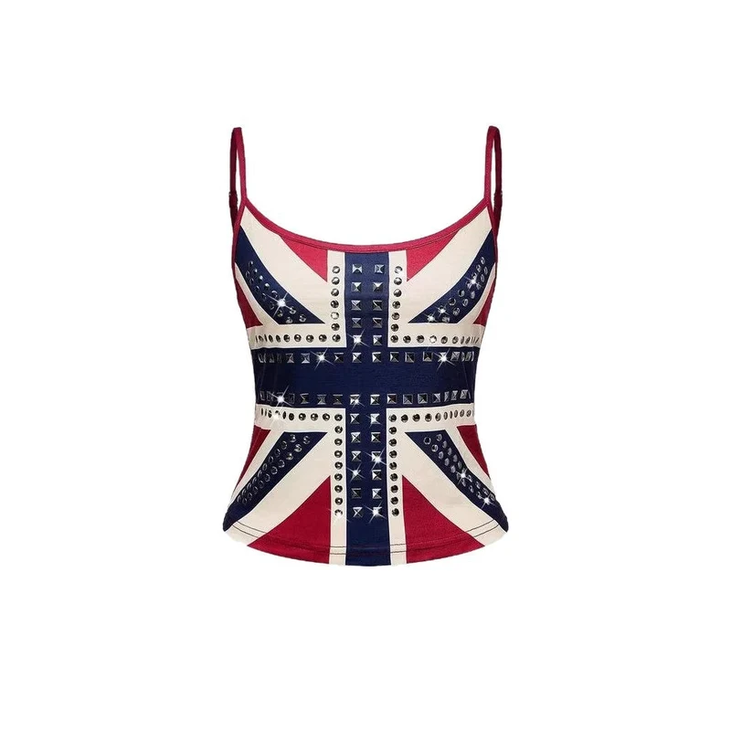 Damen Tanktop mit stilvollem Union Jack Design und Nieten Nord Taschen