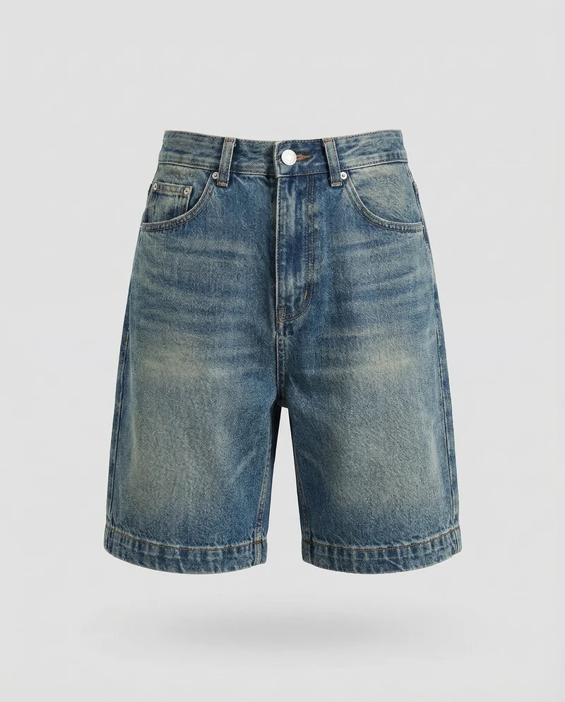Damen Denim-Bermuda Locker Fünf-Taschen