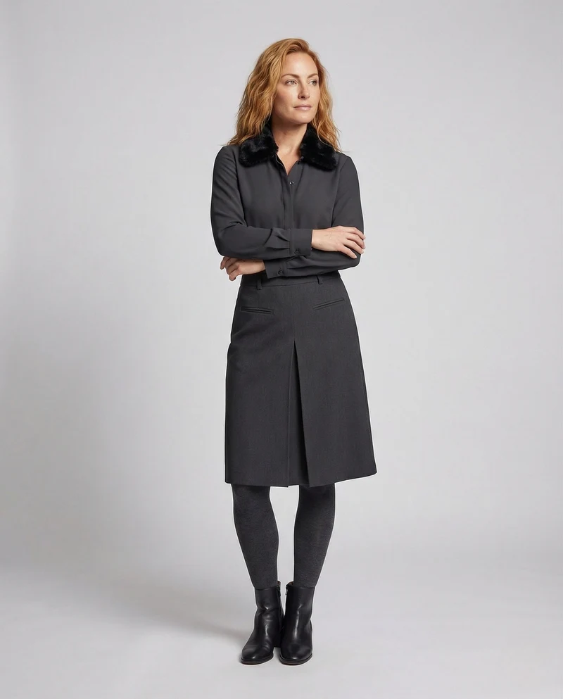 Damen Wollrock Knielang A-Linie