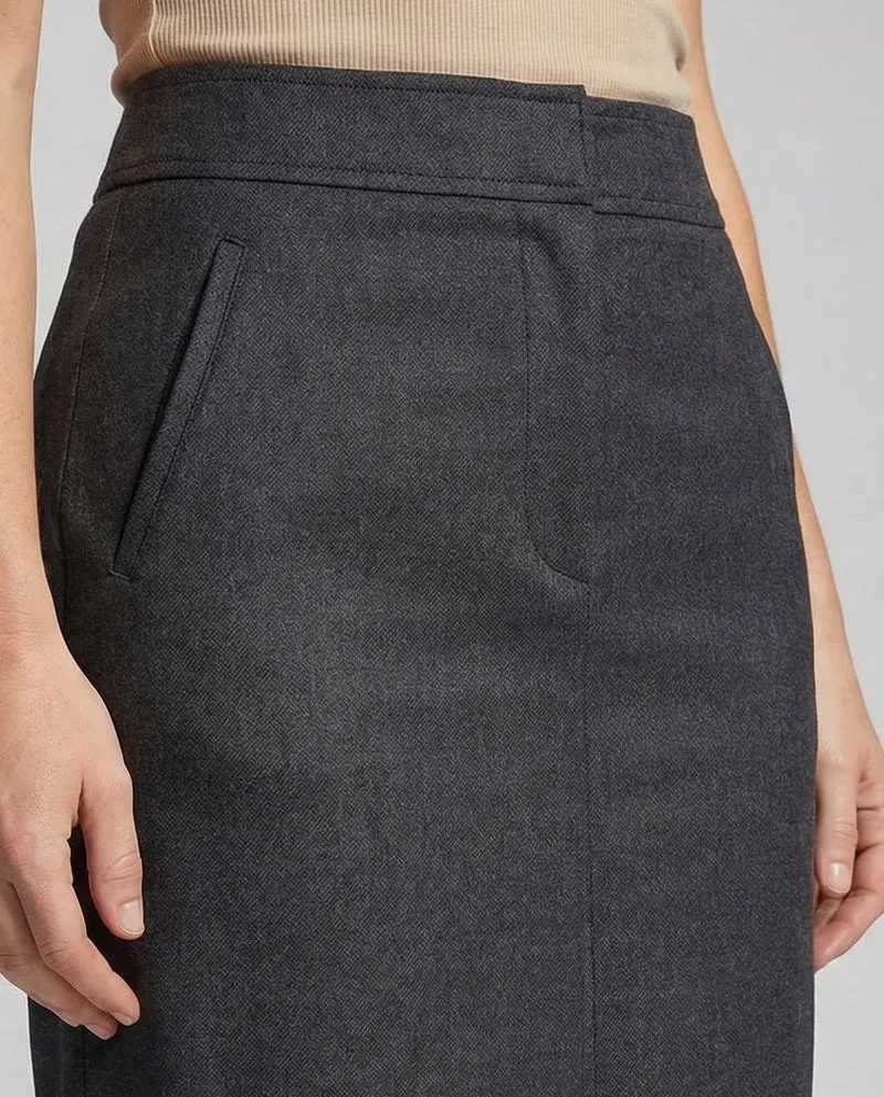 Damen Wollrock Knielang A-Linie